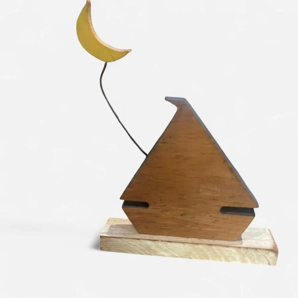 Solid Wood Sailboat Decor Piece